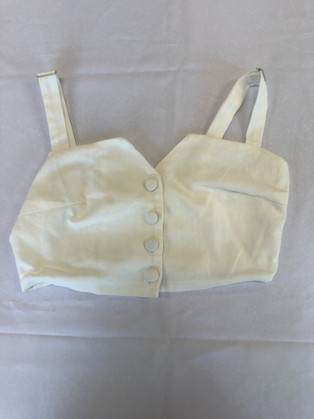 Le Lis White Crop Top Button Up Front Size S
